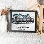 Personalized Embroidered House Photo Frame with Text Date Bedroom Decor Wedding Housewarming Christmas Gift for Family Friends