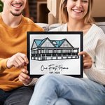 Personalized Embroidered House Photo Frame with Text Date Bedroom Decor Wedding Housewarming Christmas Gift for Family Friends