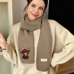 Personalised Multicolor Embroidered Highland Cow Soft Warm Scarf with Name Winter Accessories Birthday Gift for Highland Cow Lover