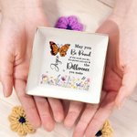 Personalized Butterfly Birth Flower Ceramic Ring Dish Jewellery Tray with Name Mothers' Day Birthday Gift for Women