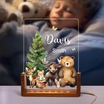 Veilleuse LED en acrylique avec base en bois et nom Cadeau d'anniversaire pour la famille et les enfants