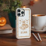 Spersonalizowane dwuwarstwowe etui na telefon Toile De Jouy Spooky Ghost Pumpkin Name na iPhone'a Prezent na Halloween dla dziewczynki i chłopca