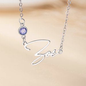 Personalizada Elegante Nombre Birthstone Collar Dainty Joyería Cumpleaños Aniversario de regalo para las mujeres