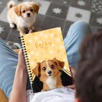Personalised Cute Paw 3D Cartoon Dog Design A5 120 Pages Spiral Notebook with Name Birthday Christmas Gift for Pet Lover