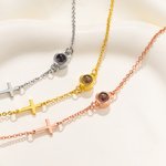 Personalizada Foto Micro-Proyección Delicada Cruz Cristiana Pulsera Bautizo Regalo para Abuela Cristiana Mujer