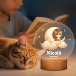 Luce notturna a LED personalizzata con nome e base in legno design con stelle luna e animali carini regalo di compleanno per bambini