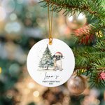 Personalized Watercolor Hand-Drawn Style Dog Christmas Tree Ornament with Name Tree Decor First Christmas Gift for Dog Lover Owner