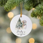 Personalized Watercolor Hand-Drawn Style Dog Christmas Tree Ornament with Name Tree Decor First Christmas Gift for Dog Lover Owner