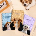 Personalised Cute Paw 3D Cartoon Dog Design A5 120 Pages Spiral Notebook with Name Birthday Christmas Gift for Pet Lover