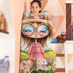 Personalized Cartoon Quirky Flower Girl Soft Throw Blanket with Name Home Decor Daily Use Birthday Gift for Girls