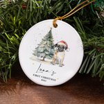 Personalized Watercolor Hand-Drawn Style Dog Christmas Tree Ornament with Name Tree Decor First Christmas Gift for Dog Lover Owner