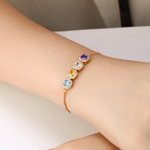 Personlig 1-12 Sukkerbitformet fødselssteiner Justerbart armbånd med Zirkon Jubileum Bursdag Julegave til kvinner Mamma Bestemor