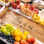 Gepersonaliseerde Gegraveerde Naam Acacia Marmer 11 stuks Snijplank Onderleggers Set met Keramische Kom Made in USA Housewarming Gift voor familie Vriend