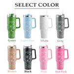 Personalised Multi-colour Butterfly Flower 40oz Tumbler with Name and Straw Mother’s Day Gift for Her