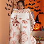 Personalized Toile De Jouy Ghost Pumpkin Soft Throw Blanket with Name Trick or Treat Halloween Party Gift for Kids