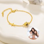 Personalizada Foto Micro-Proyección Delicada Cruz Cristiana Pulsera Bautizo Regalo para Abuela Cristiana Mujer