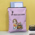Personalized Flower Book Cartoon Character Book Sleeve Cover with Name and Title Birthday Gift for Friend Bookworm