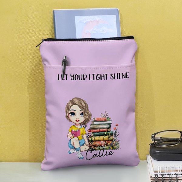 Personalized Flower Book Cartoon Character Book Sleeve Cover with Name and Title Birthday Gift for Friend Bookworm