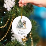 Personalized Watercolor Hand-Drawn Style Dog Christmas Tree Ornament with Name Tree Decor First Christmas Gift for Dog Lover Owner