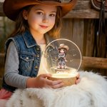 Personalized Cute Cowgirl LED Night Light with Name and Wooden Base Nursery Decor Birthday Christmas Gift for Girls