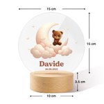 Luce notturna a LED personalizzata con nome e base in legno design con stelle luna e animali carini regalo di compleanno per bambini