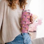 Personalised Cute Pet Portrait 40oz Tumbler with Name and Straw Birthday Gift for Dog Cat Pet Lovers