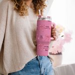 Personlig flerfärgad Coquette Bow Välsignade ord från Bibeln 40oz Tumbler med text och sugrör Inspirerande födelsedagspresent till henne