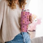 Personalised Colourful Pet Photo and Paw 40oz Food-grade Stainless Steel Tumbler with Name Birthday Gift for Dog Cat Pet Lovers