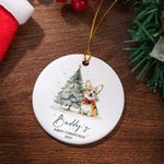 Personalized Watercolor Hand-Drawn Style Dog Christmas Tree Ornament with Name Tree Decor First Christmas Gift for Dog Lover Owner