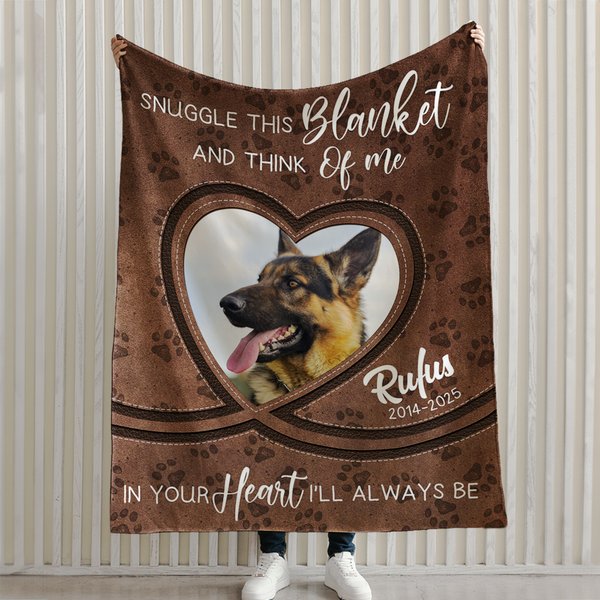 Personalized Multicolor Heart Photo Soft Throw Blanket with Name and Date Home Decor Memorial Sympathy Pet Loss Gift for Pet Owners