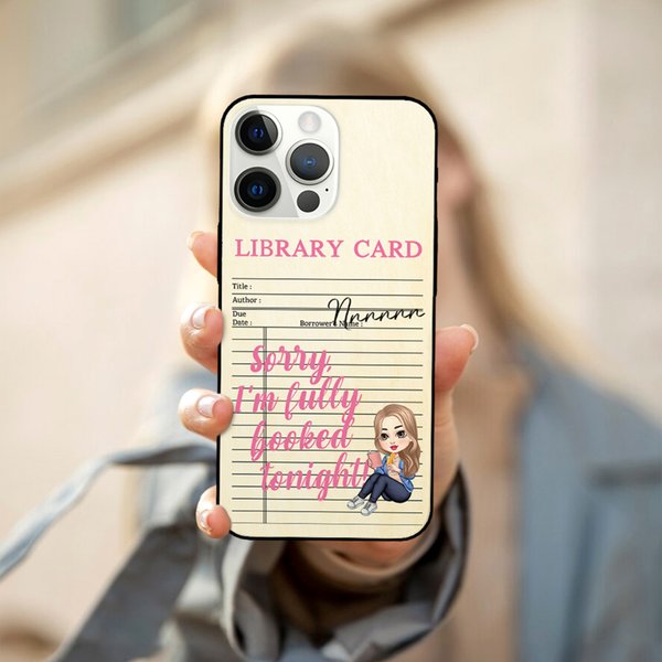 Personalised Cartoon Reading Character Phone Case for iPhone with Name and Text Birthday Christmas Gift for Bookworms Women