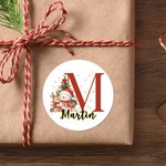 Árbol de Navidad Personalizado Muñeco de Nieve Inicial Set de 2 Pegatinas Impermeables con Nombre Fiesta de Navidad Regalos para Niños Familia Amigos