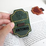 Personalized Comic Style Character Leather Bookmark Clip with Pen Holder and Name Daily Use Office Gift for Friends Bookworm