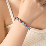 Personlig 1-12 Sukkerbitformet fødselssteiner Justerbart armbånd med Zirkon Jubileum Bursdag Julegave til kvinner Mamma Bestemor