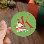 Árbol de Navidad Personalizado Muñeco de Nieve Inicial Set de 2 Pegatinas Impermeables con Nombre Fiesta de Navidad Regalos para Niños Familia Amigos