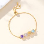 Personlig 1-12 Sukkerbitformet fødselssteiner Justerbart armbånd med Zirkon Jubileum Bursdag Julegave til kvinner Mamma Bestemor