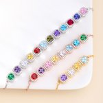 Personlig 1-12 Sukkerbitformet fødselssteiner Justerbart armbånd med Zirkon Jubileum Bursdag Julegave til kvinner Mamma Bestemor