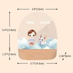 Spersonalizowany znak zodiaku Postać z kreskówki Zwierzęta Owalna lampka nocna LED z imieniem i drewnianą podstawą Prezent urodzinowy dla maluchów i dzieci