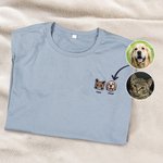 T-shirt Sweatshirt Personnalisé avec Nom et 1-3 Protraits Photos d'Animal Brodés Cadeau Anniversaire pour Amoureux des Chats et des Chiens