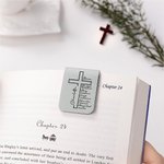 Personalised Cross Positive Bible Verse PU Leather Magnetic Bookmark Clip with Name Reading Supplies Birthday Gift for Christians Book Lovers