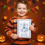 Personalized Spooky Ghost Pumpkin Bat Toile De Jouy A5 Spiral Notebook with Name and 60 Lined Pages Daily Use Halloween Gift for Women Kids