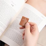 Personalised Cross Positive Bible Verse PU Leather Magnetic Bookmark Clip with Name Reading Supplies Birthday Gift for Christians Book Lovers