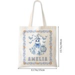 Personalized Spooky Ghost Pumpkin Bat Toile De Jouy Canvas Halloween Tote Bag with Name Halloween Gift for Women Kids