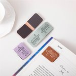 Personalised Cross Positive Bible Verse PU Leather Magnetic Bookmark Clip with Name Reading Supplies Birthday Gift for Christians Book Lovers