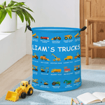 Building Fun One Load at a Time - Personalized Construction Truck Excavator Bulldozer Waterproof Laundry Basket - Gift for Boys Girls Truck Lovers