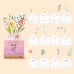 Calendario de Escritorio Personalizado Acuarela Floral 2026 con Texto Grabado y Base de Madera Decoración del Hogar Regalo de Año Nuevo para Amigos de la Familia