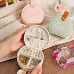 Caja de joyas portátil personalizada de cuero PU con nombre diseño simple regalo de cumpleaños o Día de la Madre para mujer