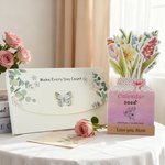 Calendario de Escritorio Personalizado Acuarela Floral 2026 con Texto Grabado y Base de Madera Decoración del Hogar Regalo de Año Nuevo para Amigos de la Familia