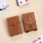 Personalized Portable Engraved Text PU Leather Cribbage Board with Playing Cards and Elastic Rope Travel Outdoor Game Birthday Gift for Family Friends