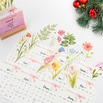 Calendario de Escritorio Personalizado Acuarela Floral 2026 con Texto Grabado y Base de Madera Decoración del Hogar Regalo de Año Nuevo para Amigos de la Familia